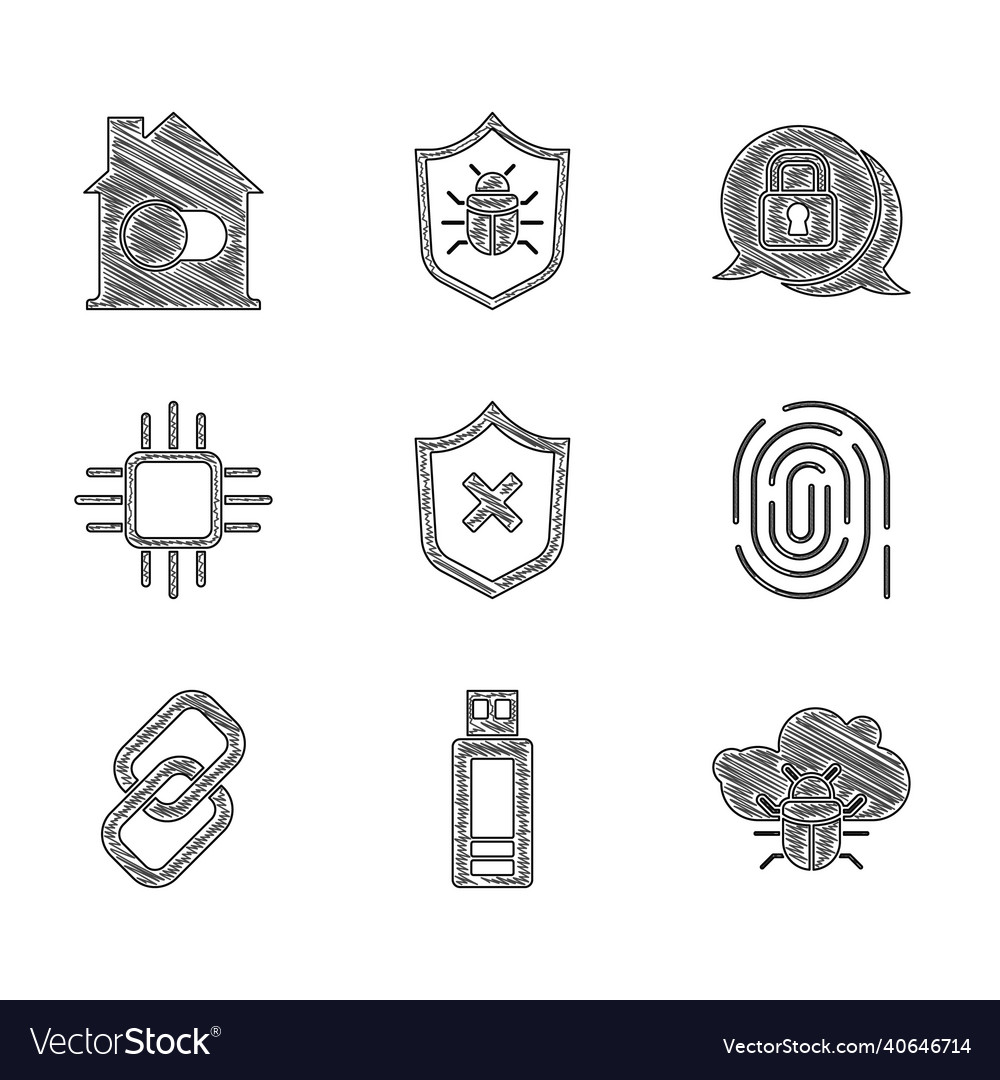 Set shield with cross mark usb flash drive vector image Set shield with cross mark usb flash drive