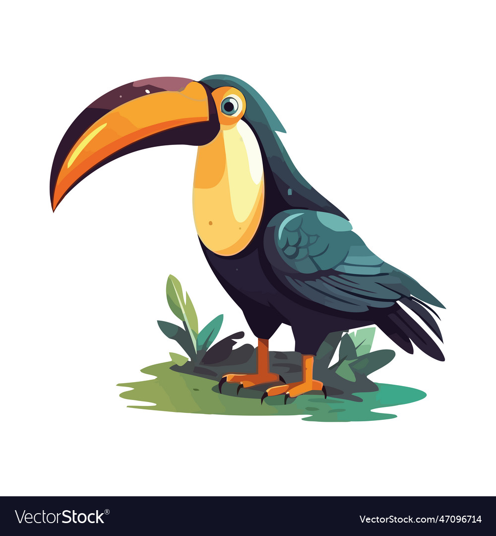 Toucan Perching On Branch In Tropical Forest Vector Image