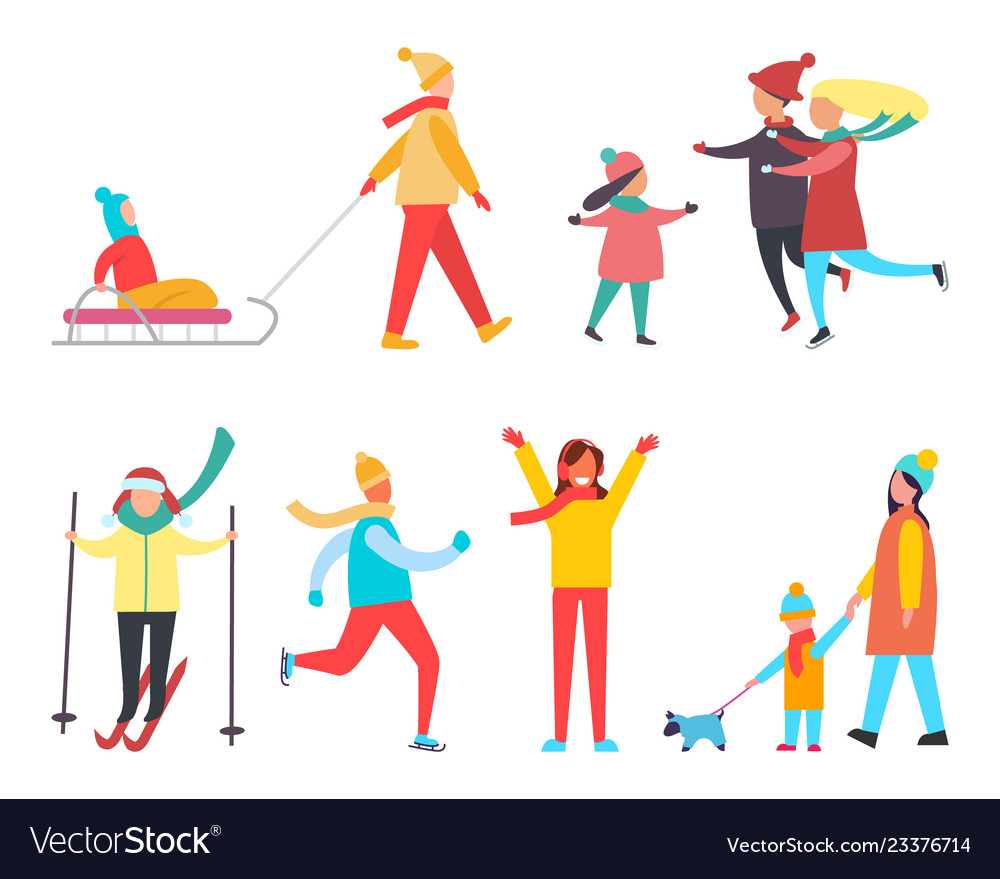 Winter activity and active lifestyle set vector image Winter activity and active lifestyle set