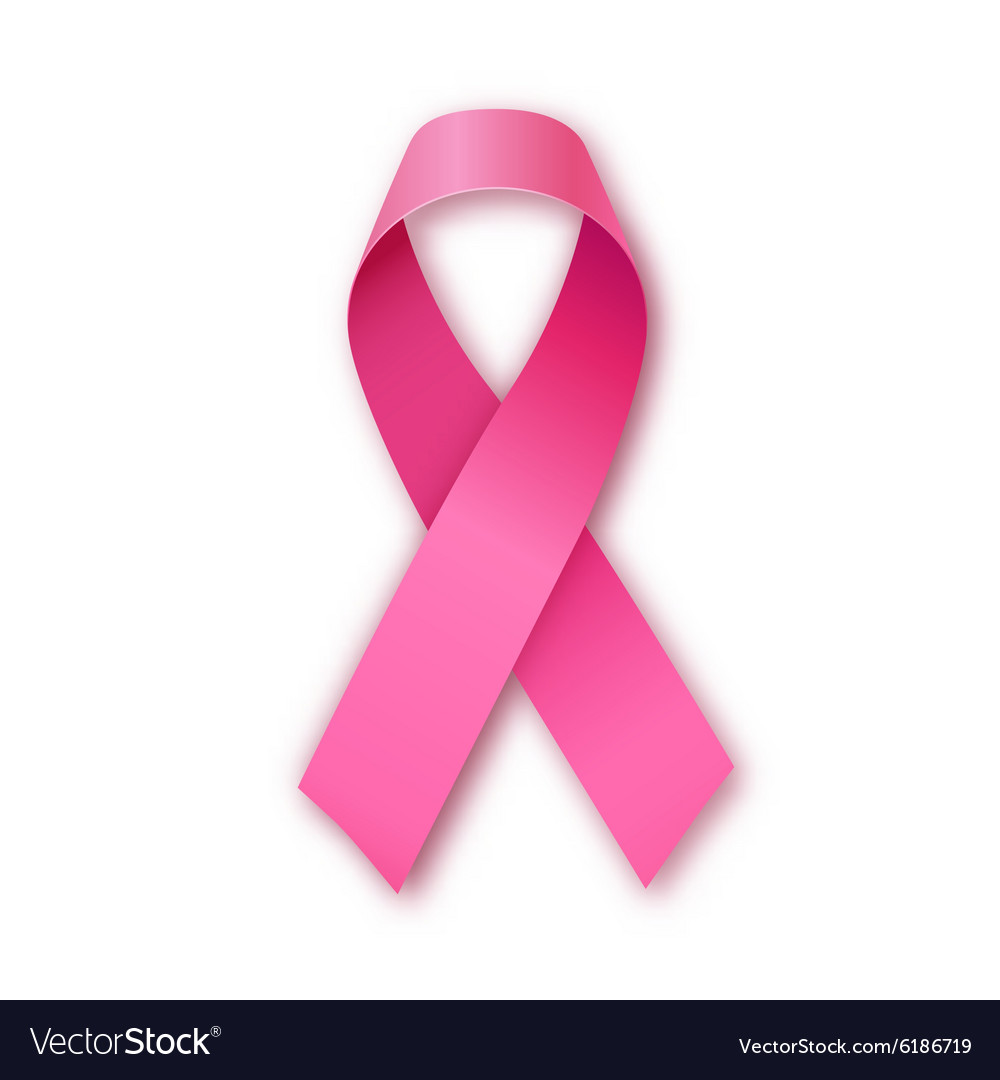 Bright realistic pink ribbon icon Royalty Free Vector Image