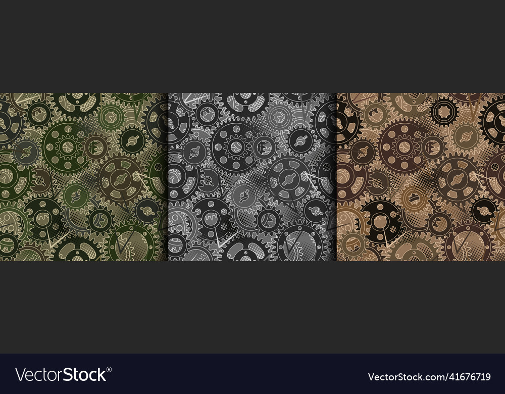 Camouflage patterns with gears halftone texture vector image Camouflage patterns with gears halftone texture
