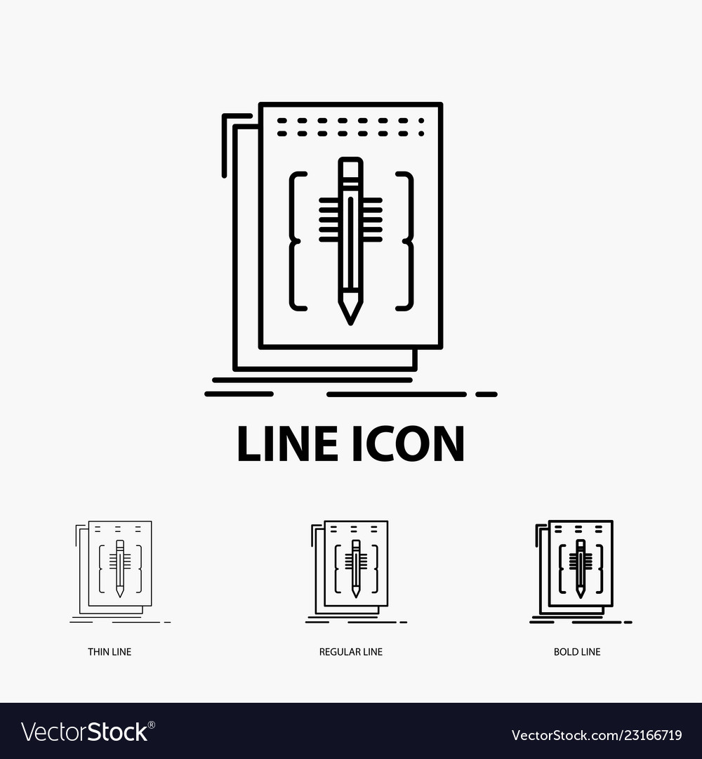 Code edit editor language program icon in thin vector image Code edit editor language program icon in thin
