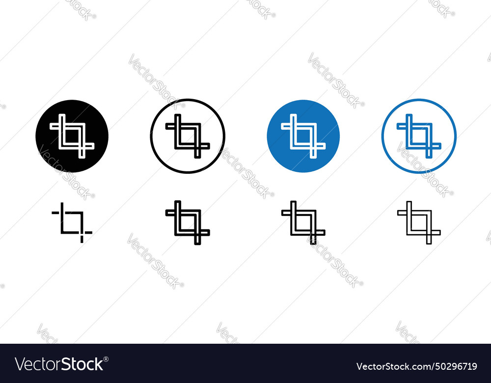 Crop tool icon set frame photo rotate digital