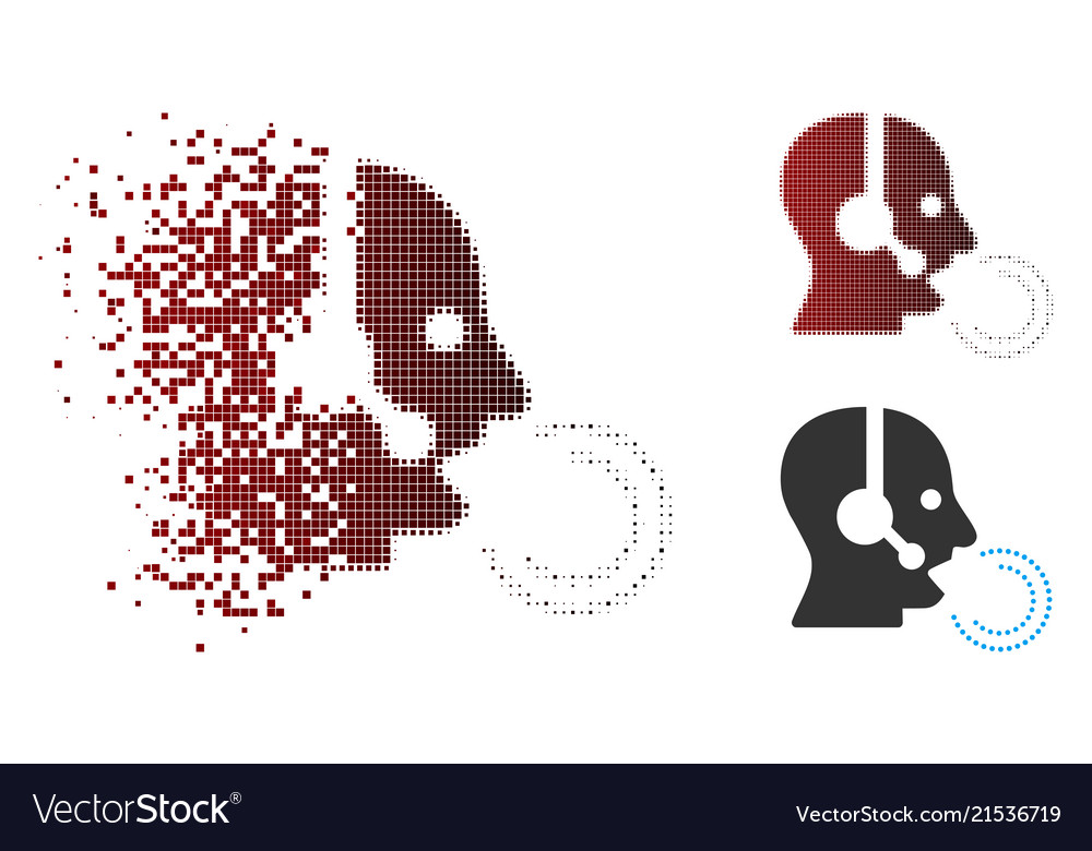 Dissipated pixel halftone operator speech icon vector image Dissipated pixel halftone operator speech icon