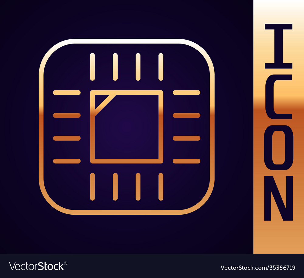 Gold line computer processor with microcircuits vector image Gold line computer processor with microcircuits