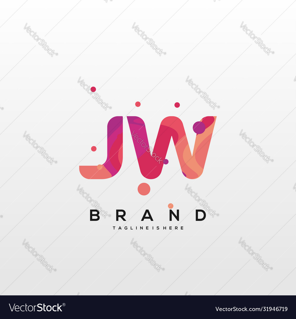Jw initial logo with colorful template Vector Image Jw initial logo with colorful template