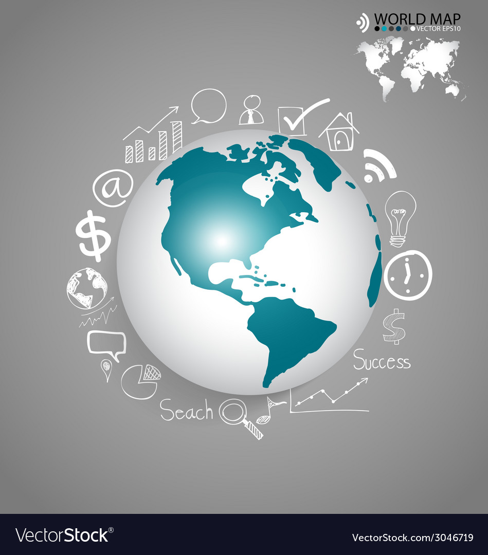 Modern globe with application icon template