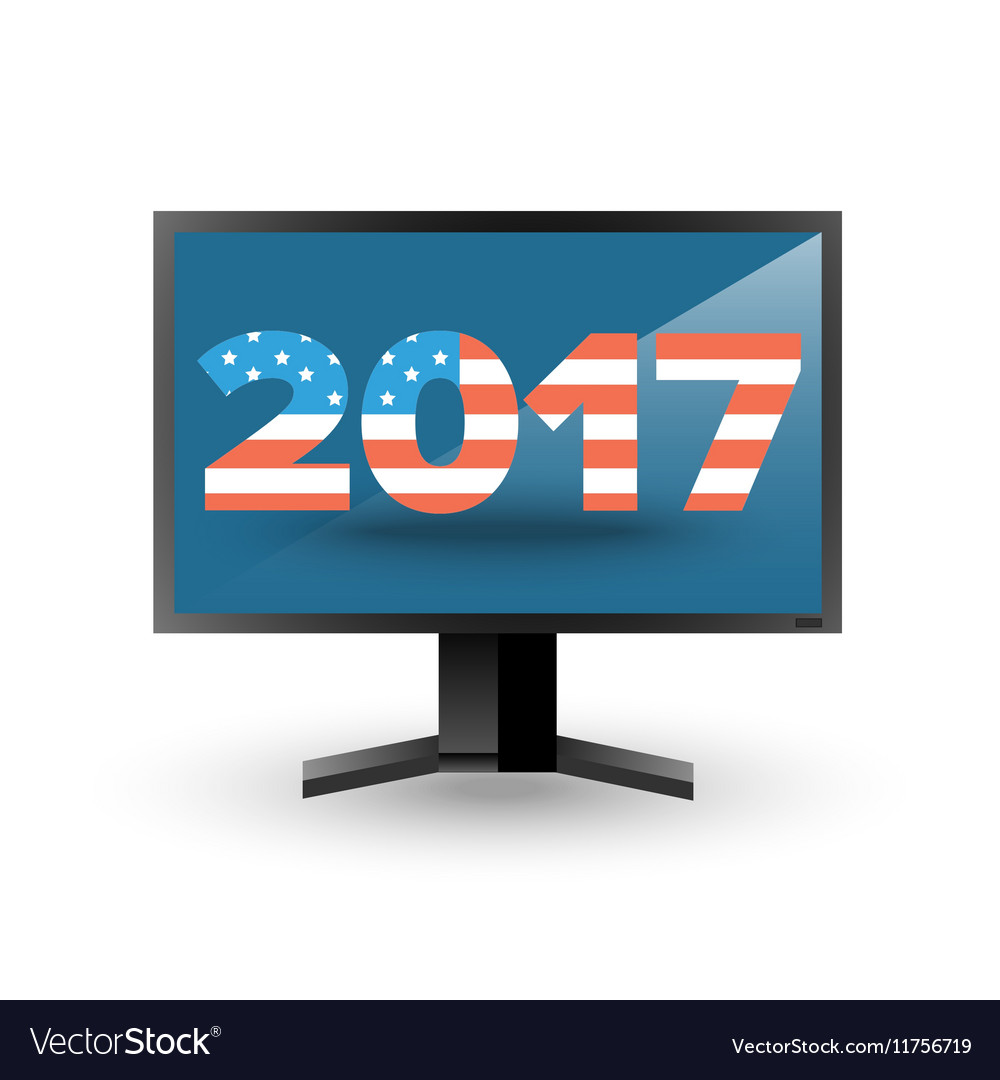 Monitor with new year 2017 sign