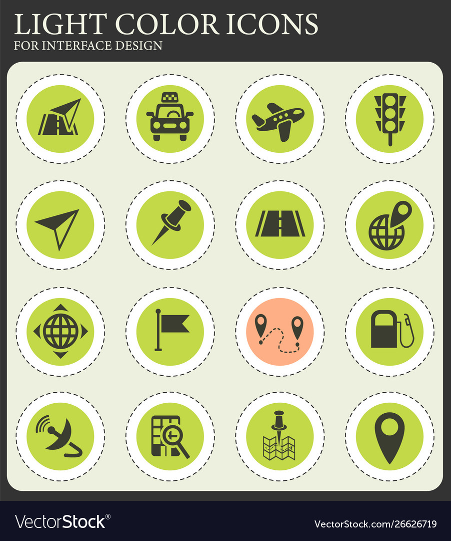Navigation transport map icon set