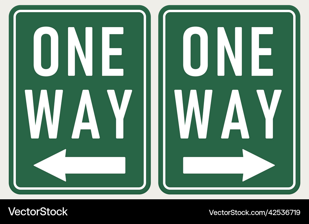 One Way Green Directional Sign – Royalty-Free Vector | VectorStock