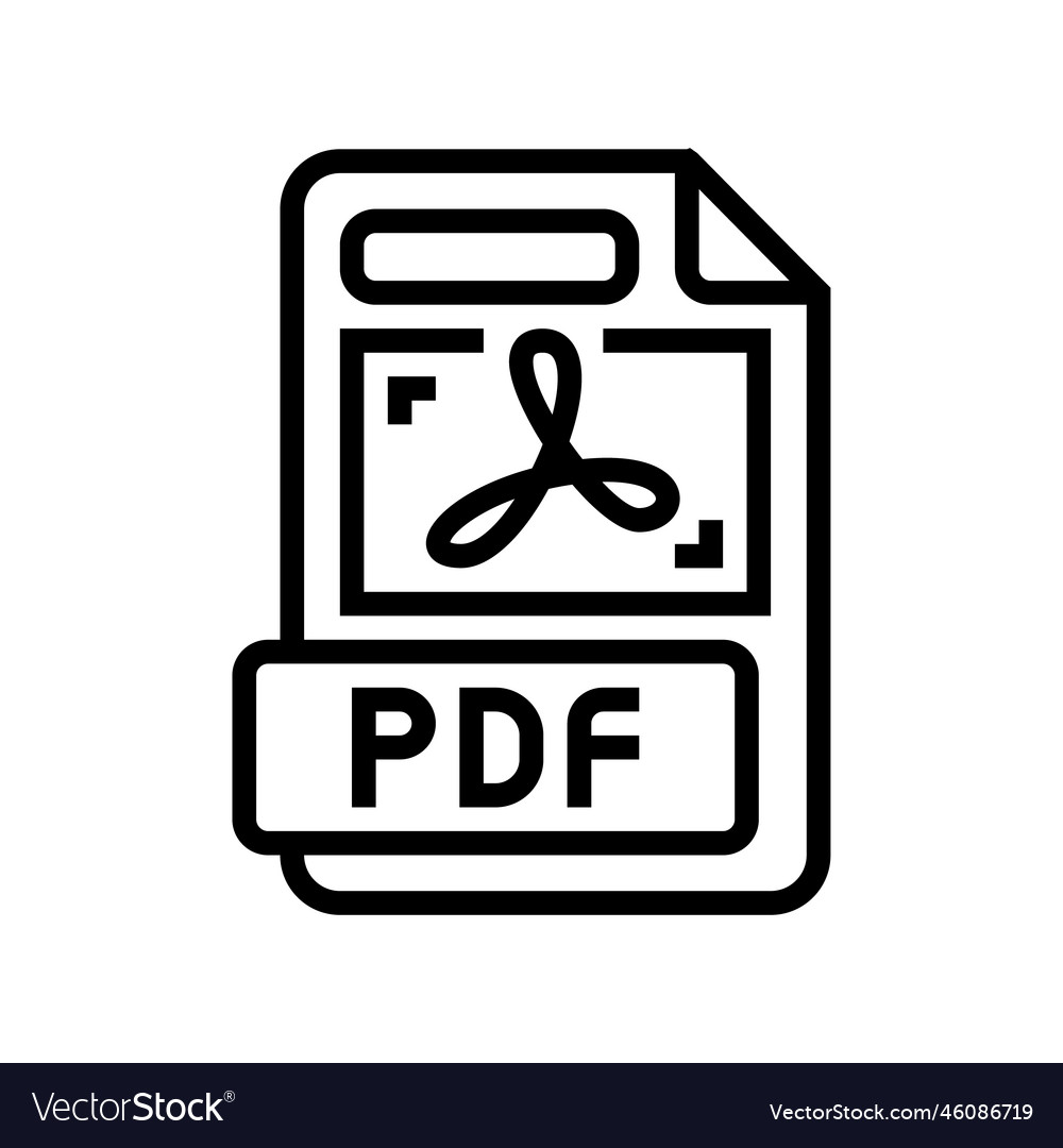 Pdf file format document line icon vector image Pdf file format document line icon
