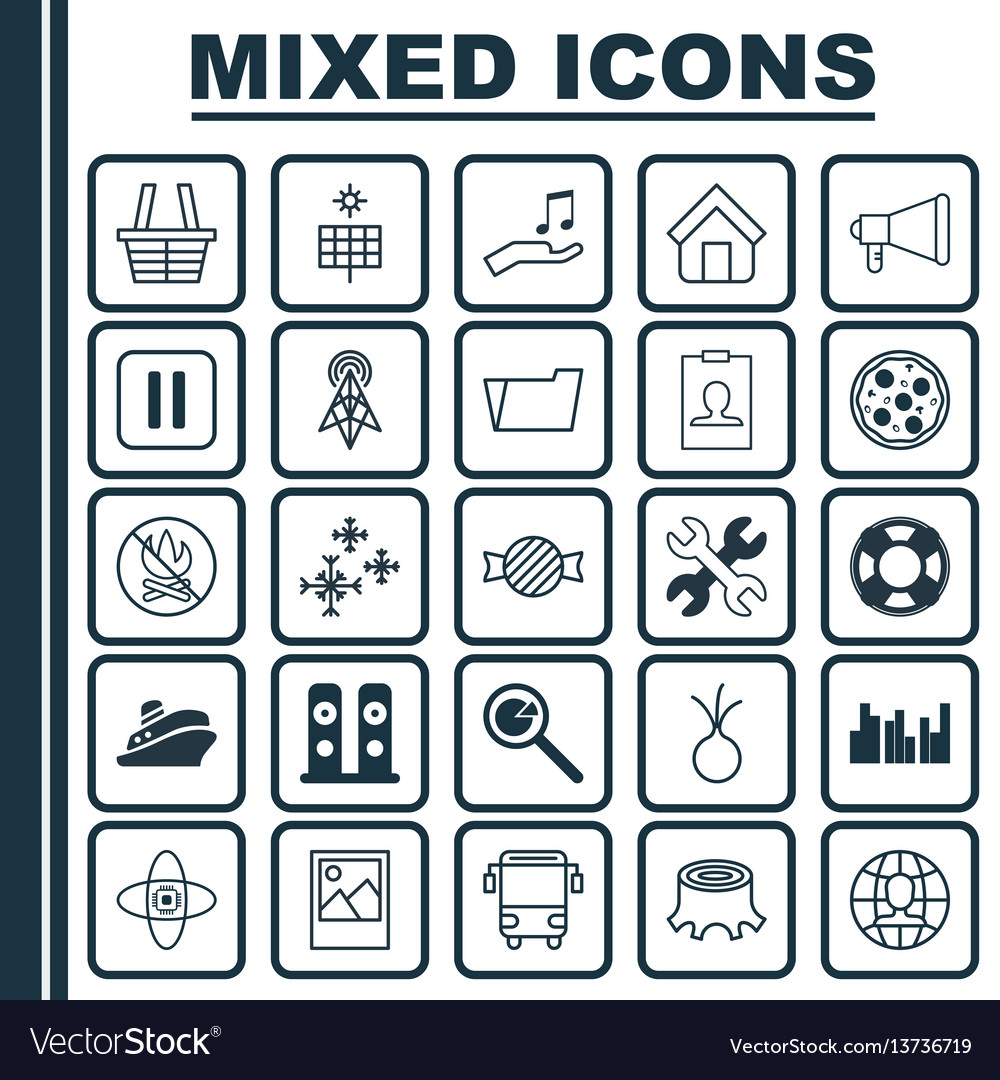 Set of 25 universal editable icons can be used