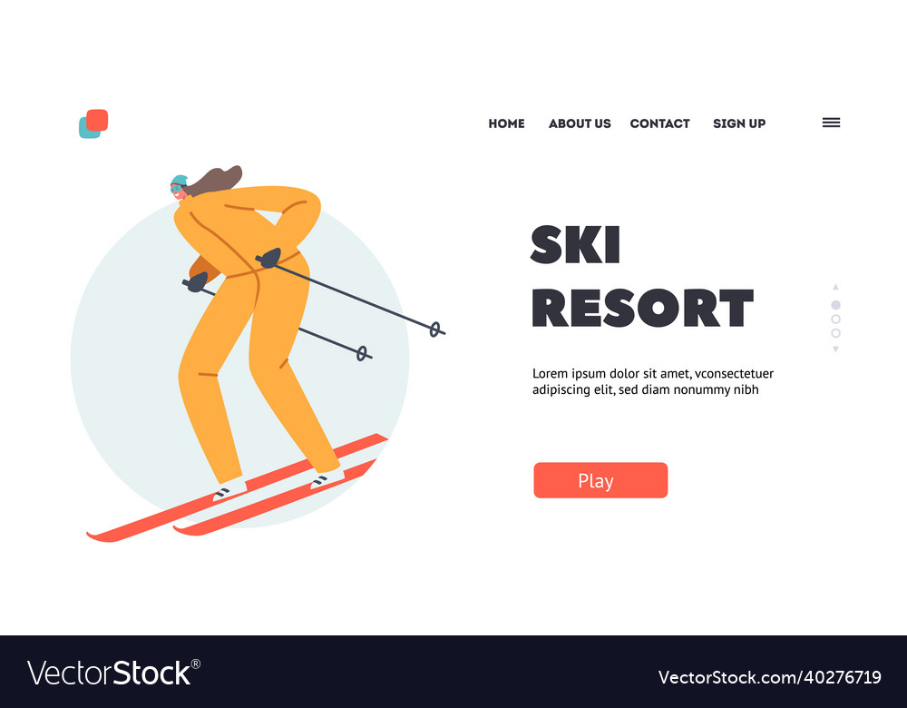 Ski resort landing page template young woman