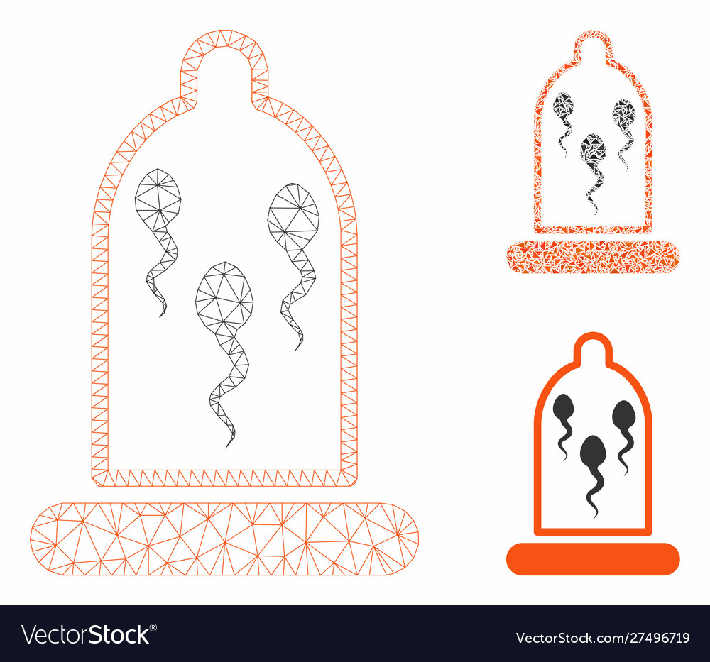 Sperm in condom mesh 2d model and triangle vector image Sperm in condom mesh 2d model and triangle