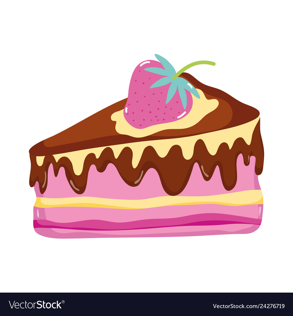 Sweet delicious cake with strawberry fruit Vector Image