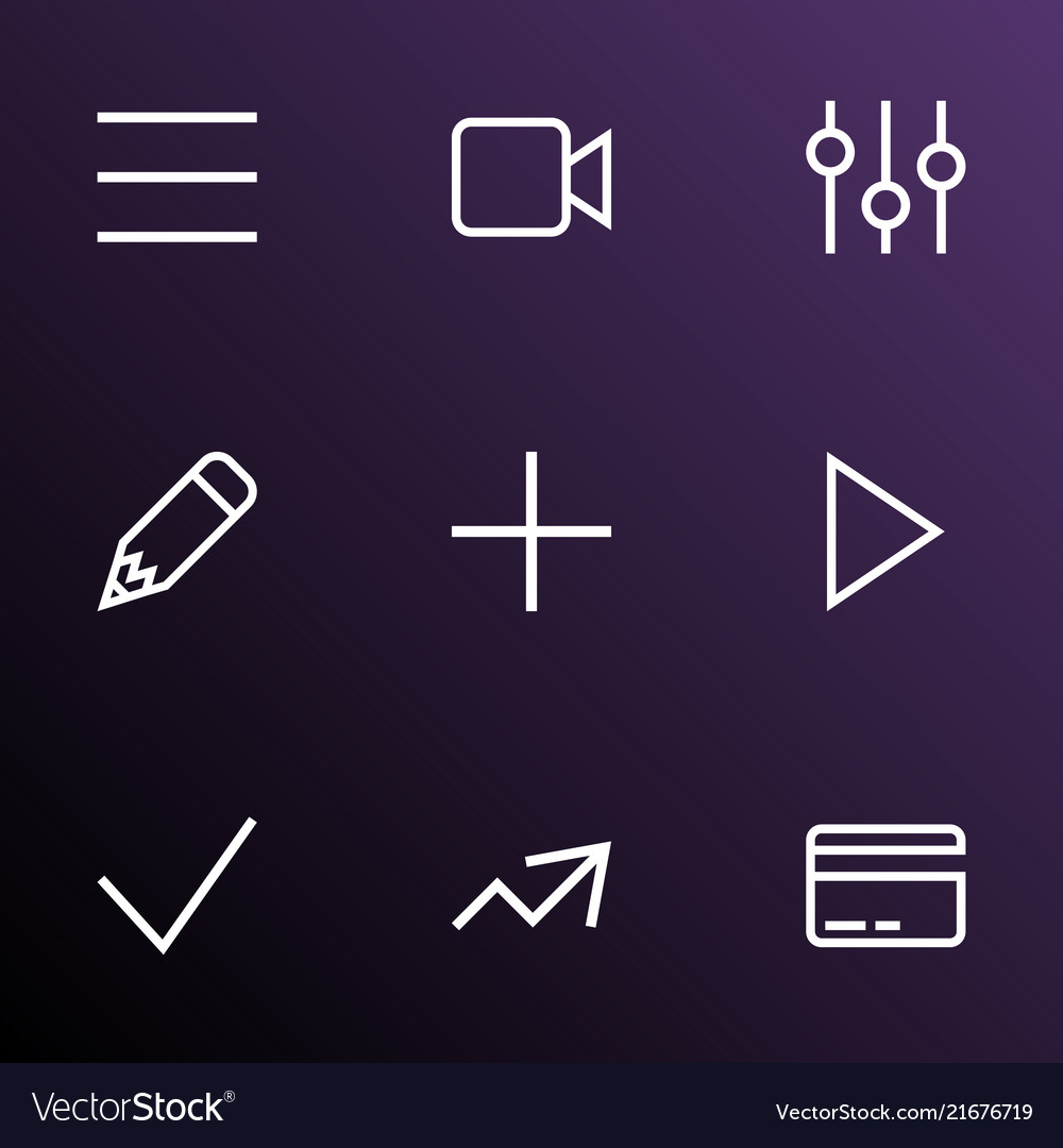 User icons line style set with equalizer schedule Vector Image User icons line style set with equalizer schedule