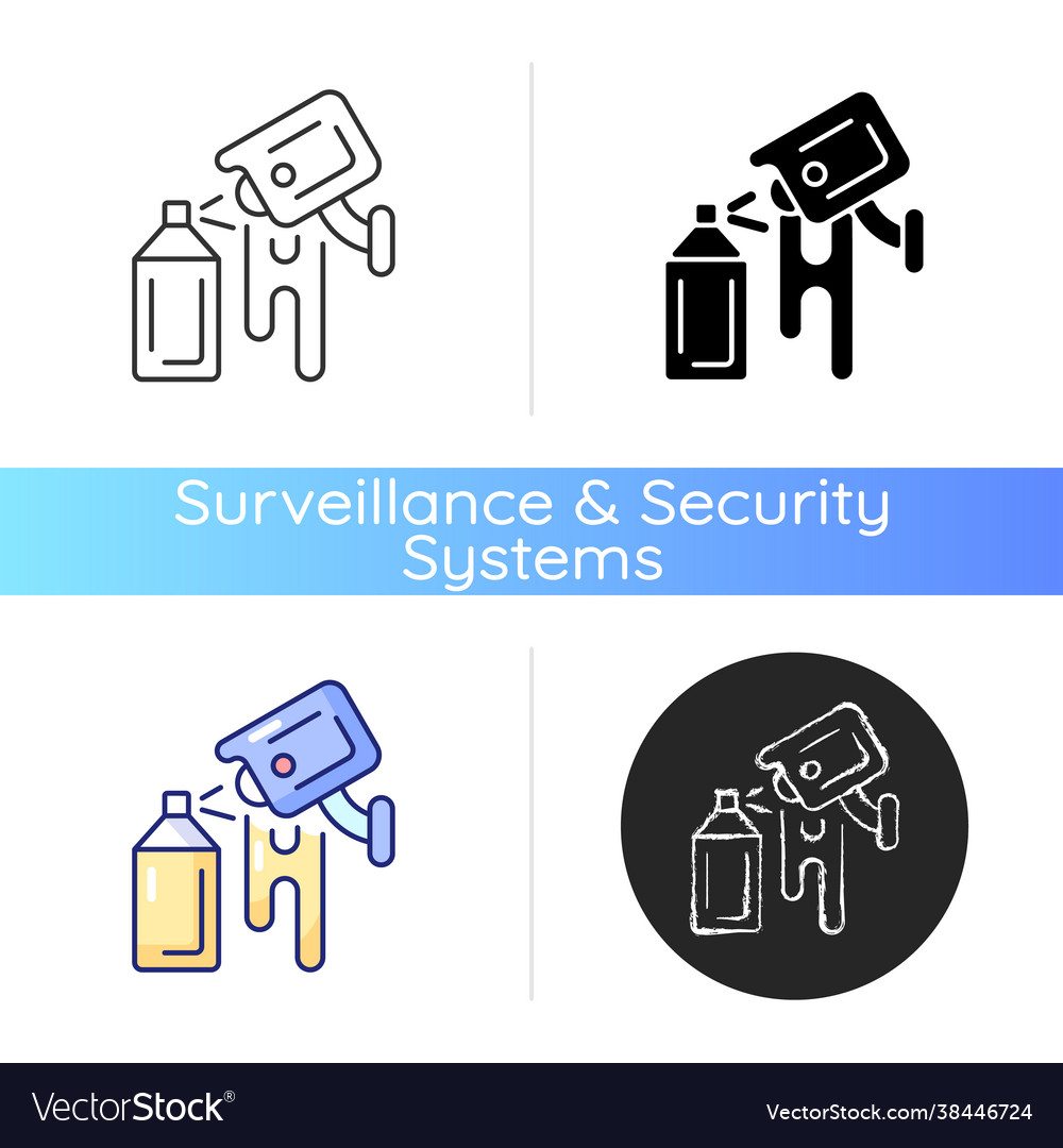 Avoiding graffiti damage with security camera icon vector image Avoiding graffiti damage with security camera icon