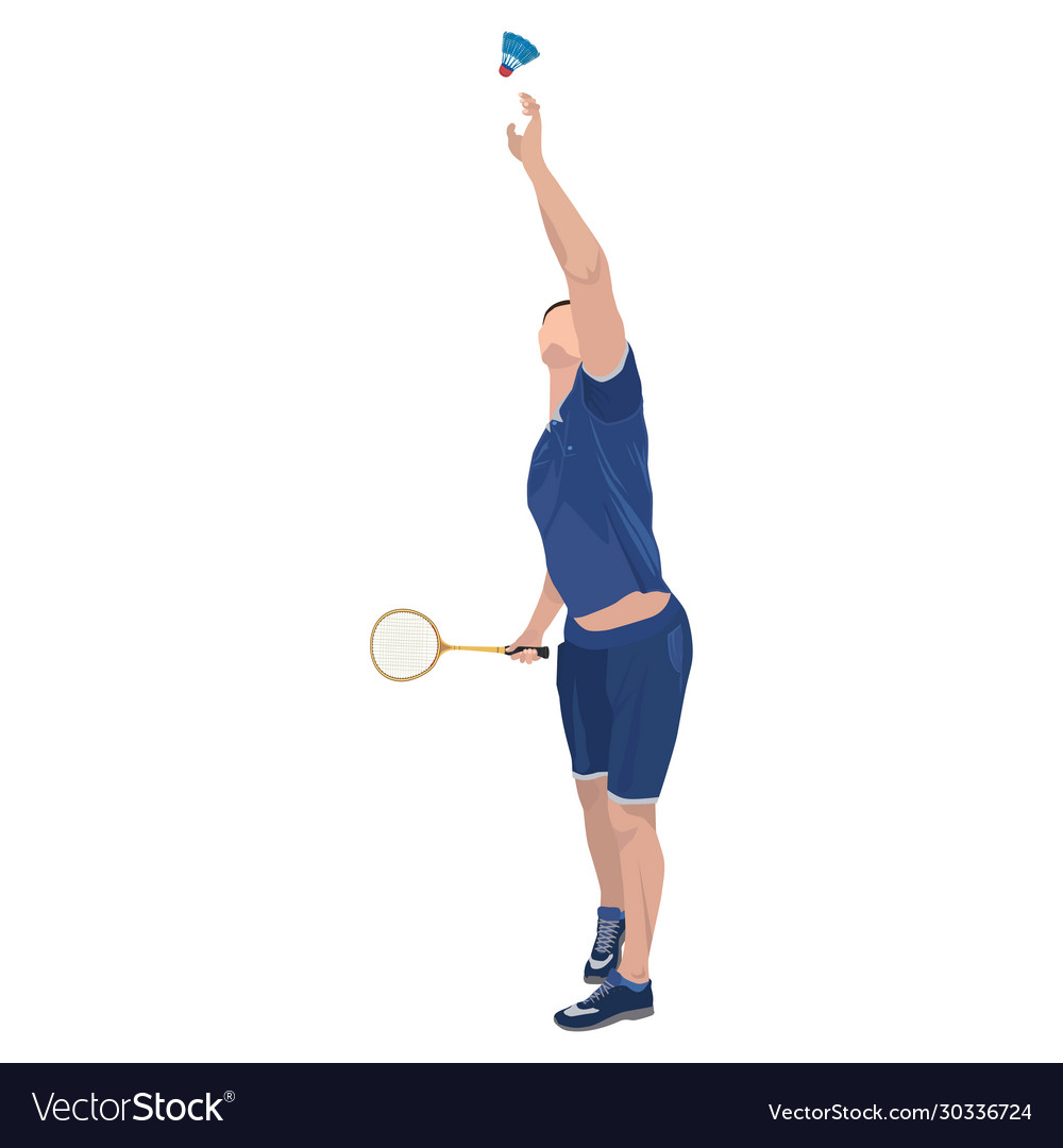 Badminton player with racket and shuttlecock vector image Badminton player with racket and shuttlecock