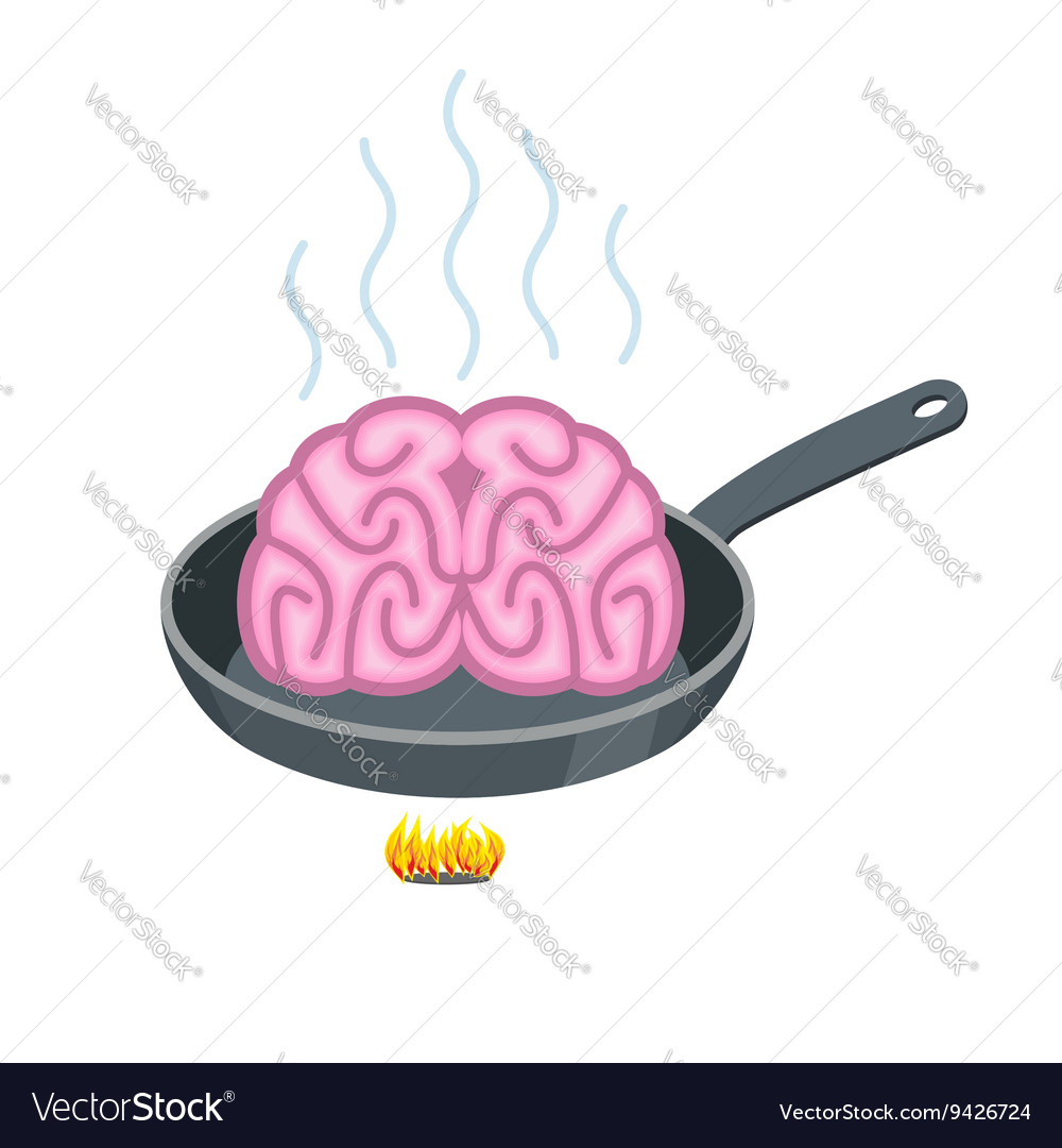 Brain in frying pan delicacy for asia fry pink