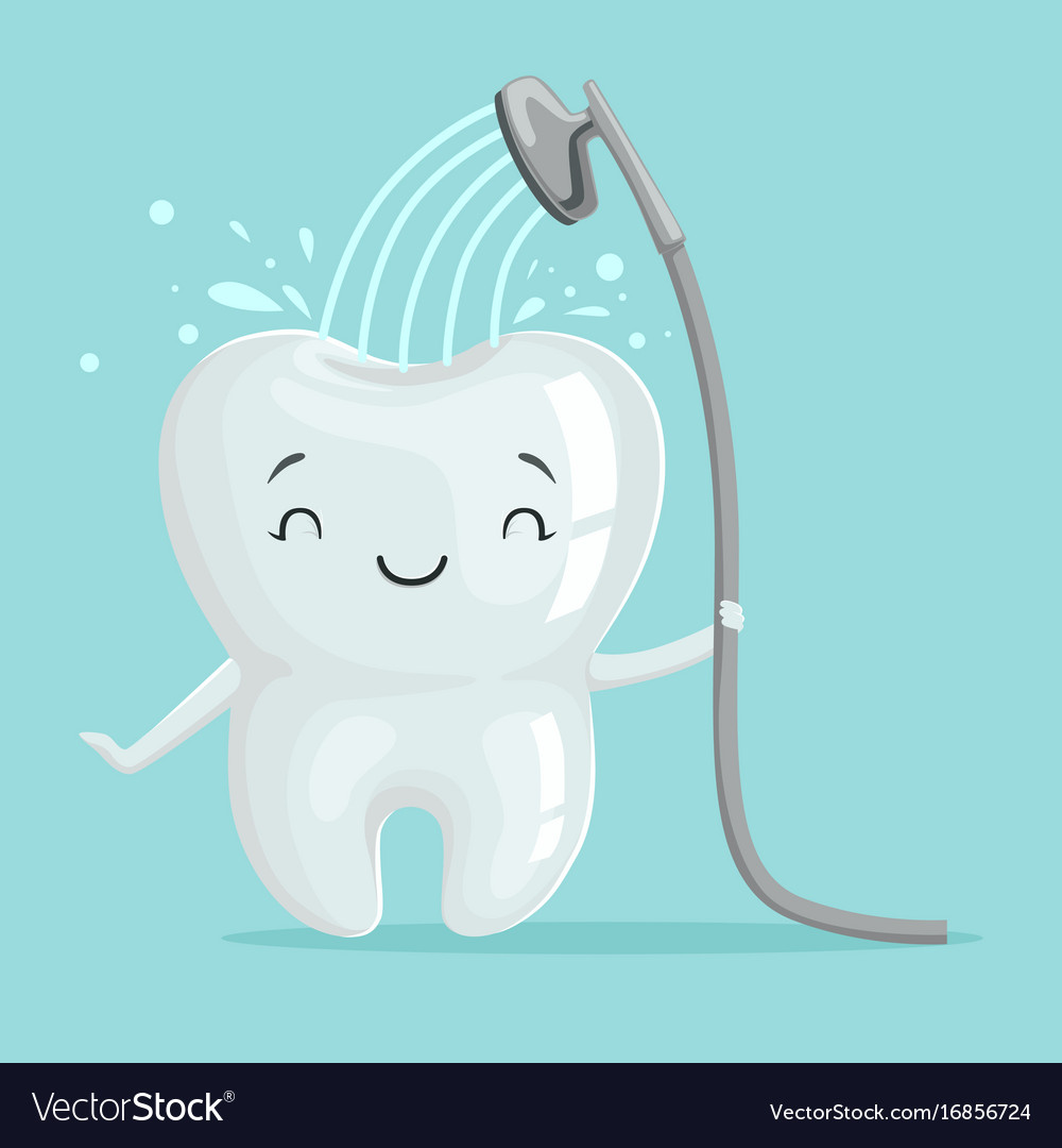 Cute smiling healthy white cartoon tooth character