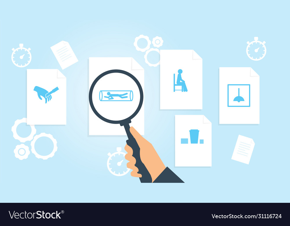 Dokument mit Suchsymbolen Datei und Vergrößerung vector image Dokument mit Suchsymbolen Datei und Vergrößerung