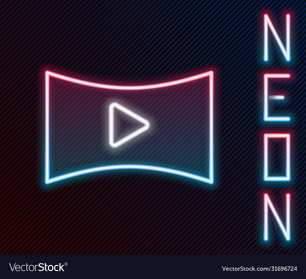 Glowing neon line online play video icon isolated vector image Glowing neon line online play video icon isolated