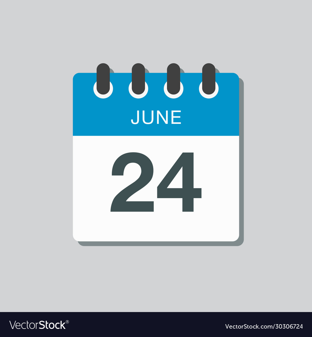 Icon calendar day 24 june summer days year Vector Image