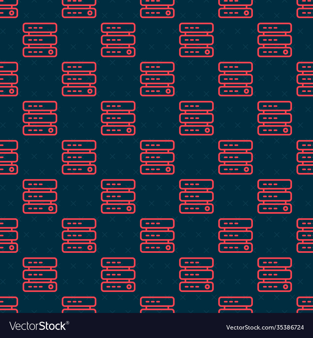 Red line server data web hosting icon isolated vector image Red line server data web hosting icon isolated