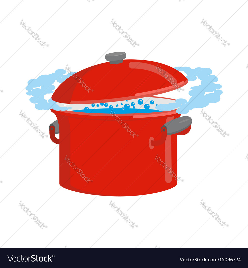 Red pan with water isolated kitchen utensils Vector Image