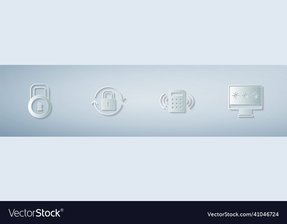 Set lock security keypad access panel and monitor vector image Set lock security keypad access panel and monitor