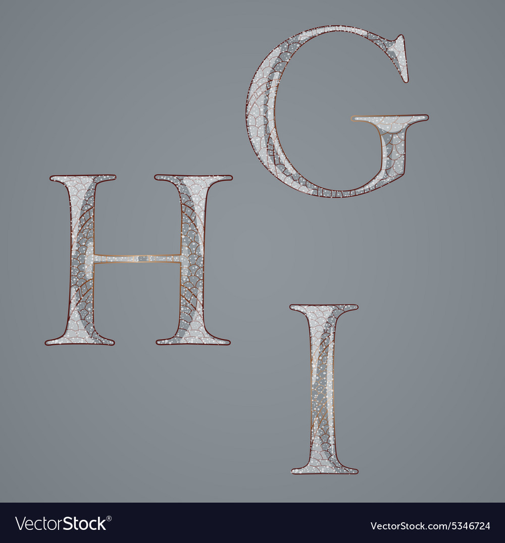 Set with abstract letters