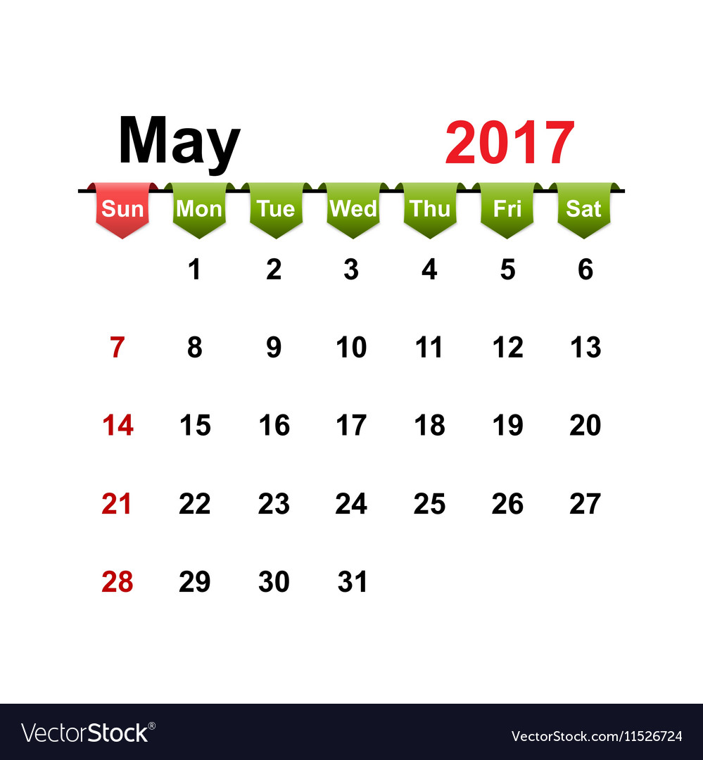 Simple calendar 2017 year may month