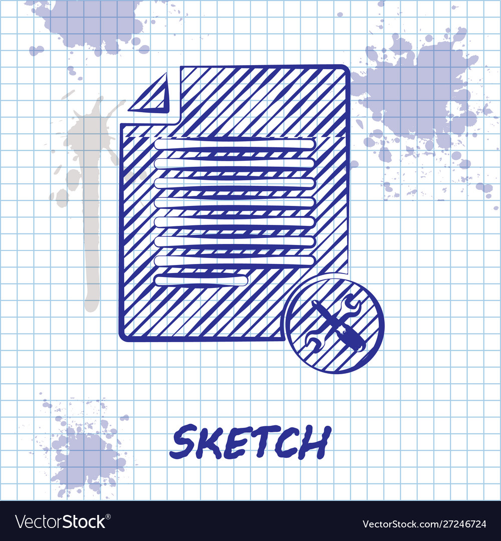 Sketch line file document with screwdriver