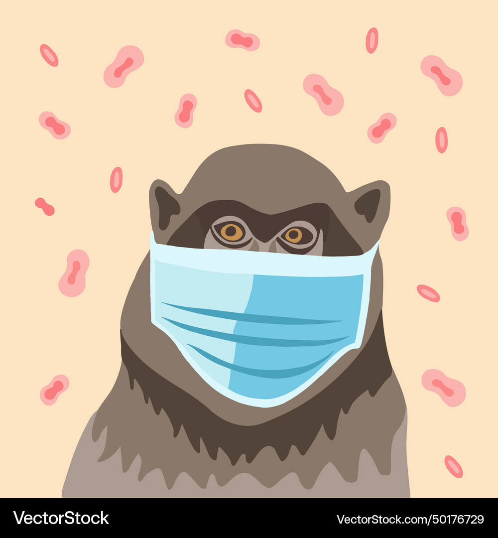 A monkey in mask with monkeypox Royalty Free Vector Image