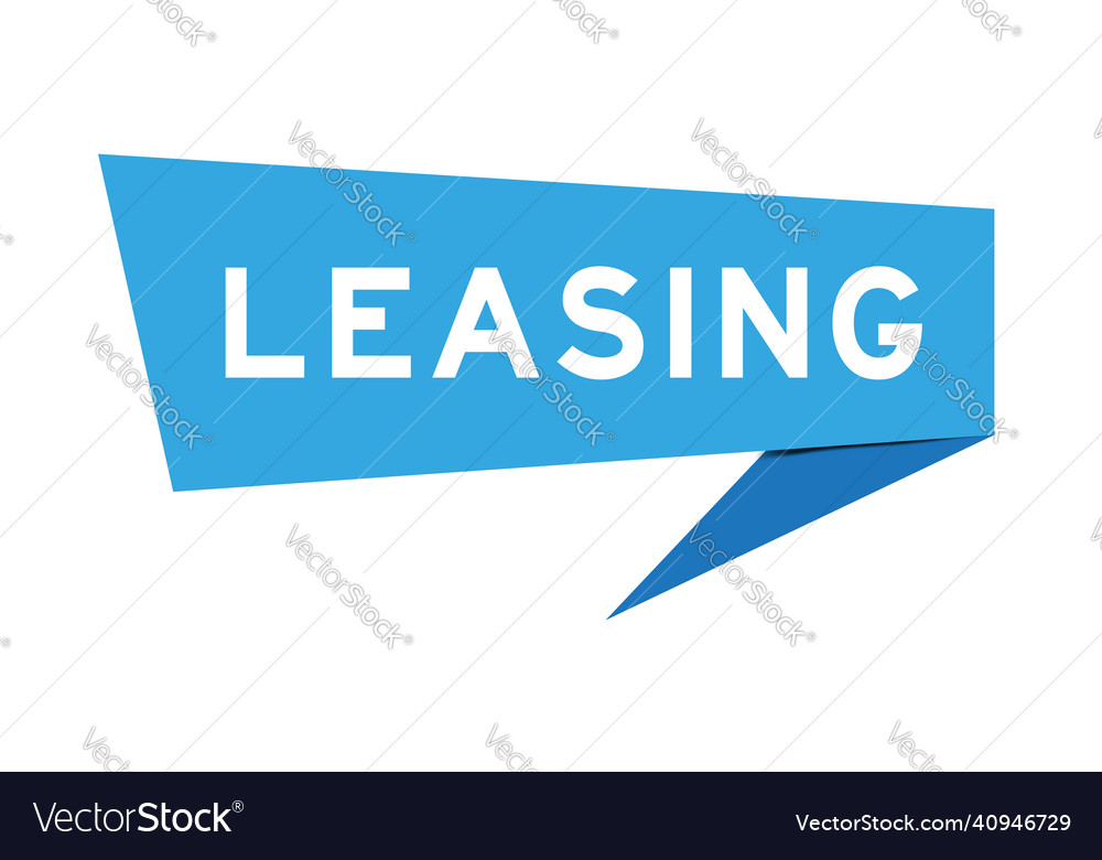 Blaue Farbrede Banner mit Wort Leasing