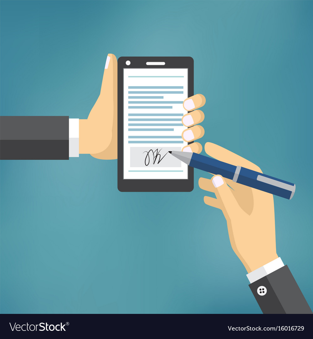 Businessman hands signing digital signature