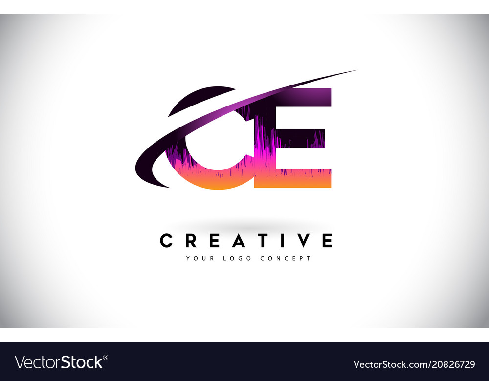 Ce c e grunge letter logo with purple vibrant