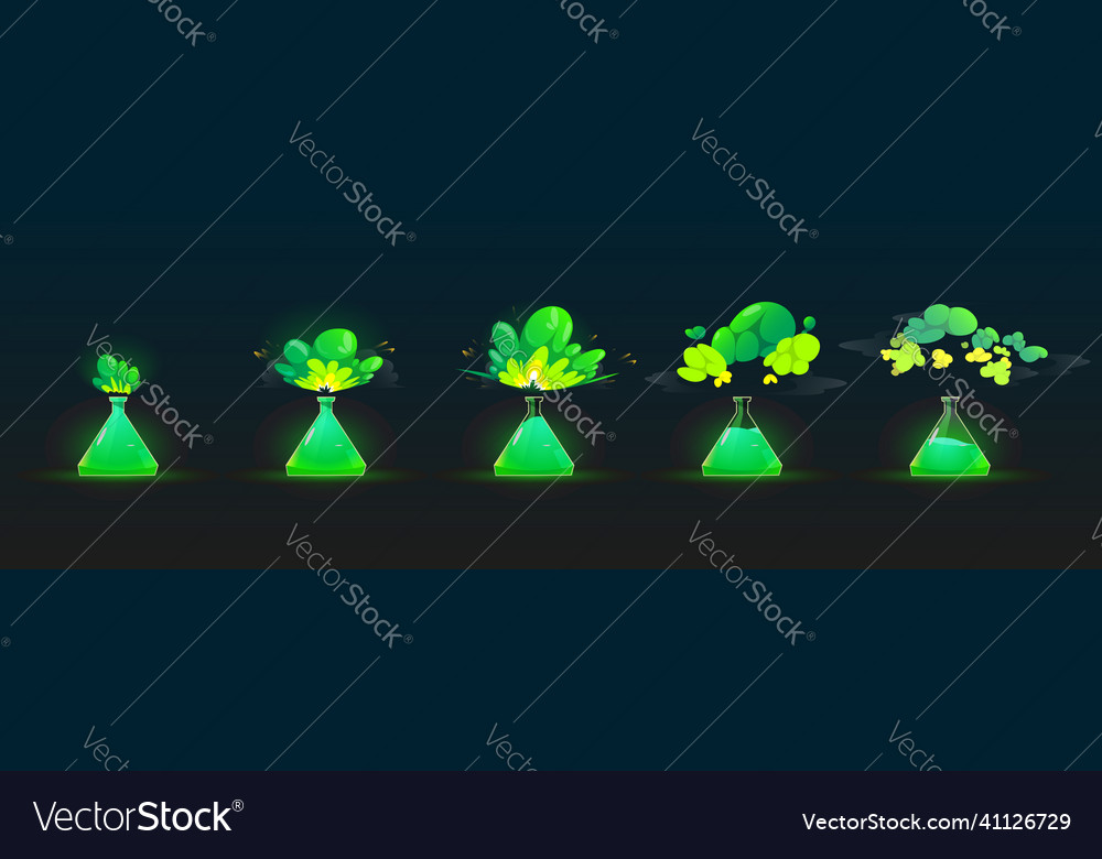 Chemical reaction in flask with explosion Vector Image