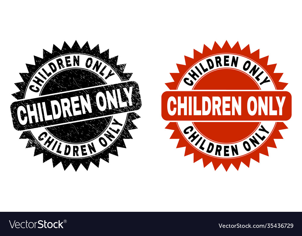 Children only black rosette stamp with corroded