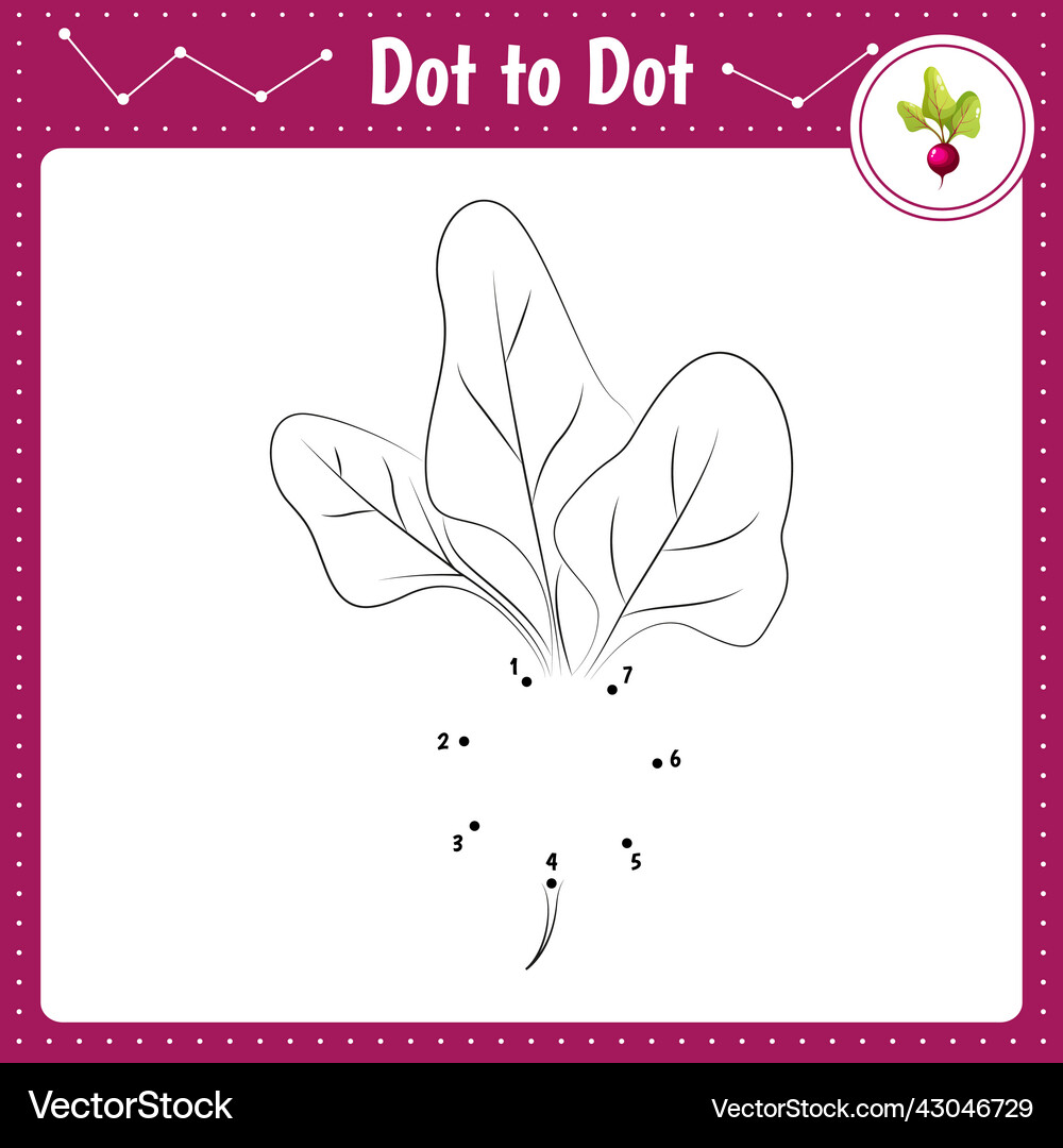 Connect the dots beet vegetable dot Royalty Free Vector