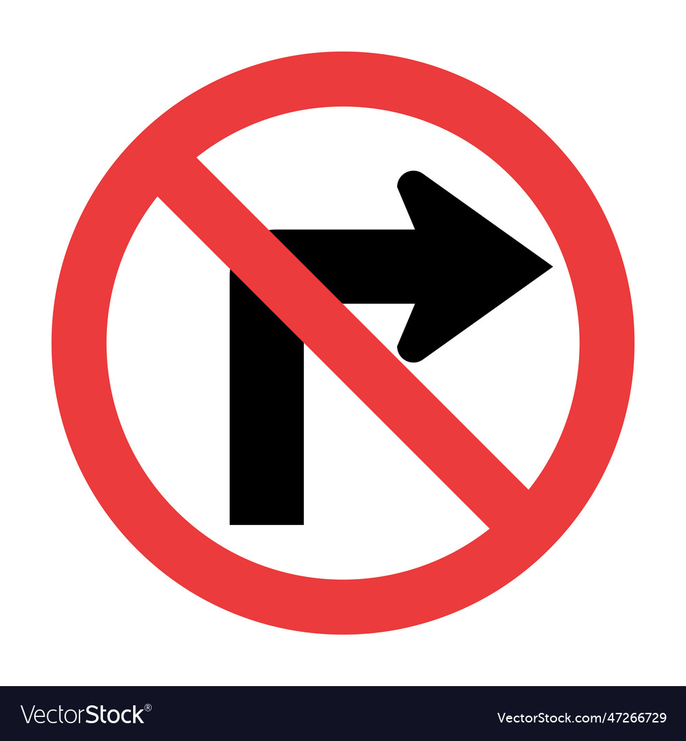 Do not turn right traffic sign Royalty Free Vector Image