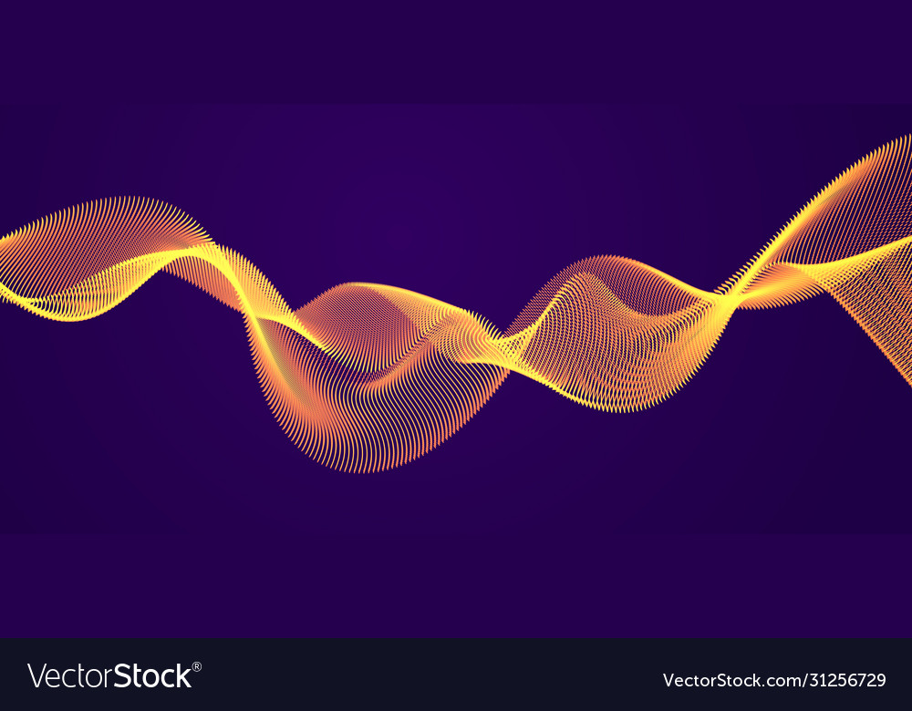 Dynamic particles sound wave flowing over dark vector image Dynamic particles sound wave flowing over dark