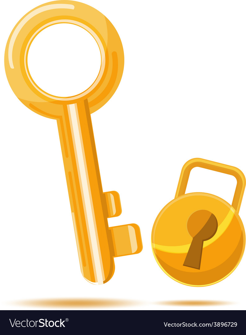 Gold Key Business Icon Cartoon Royalty Free Vector Image