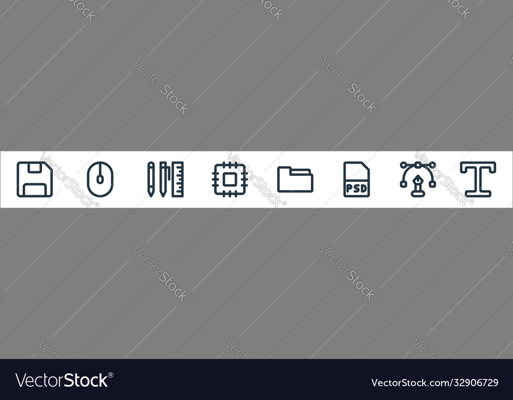 Graphic design line icons linear set quality