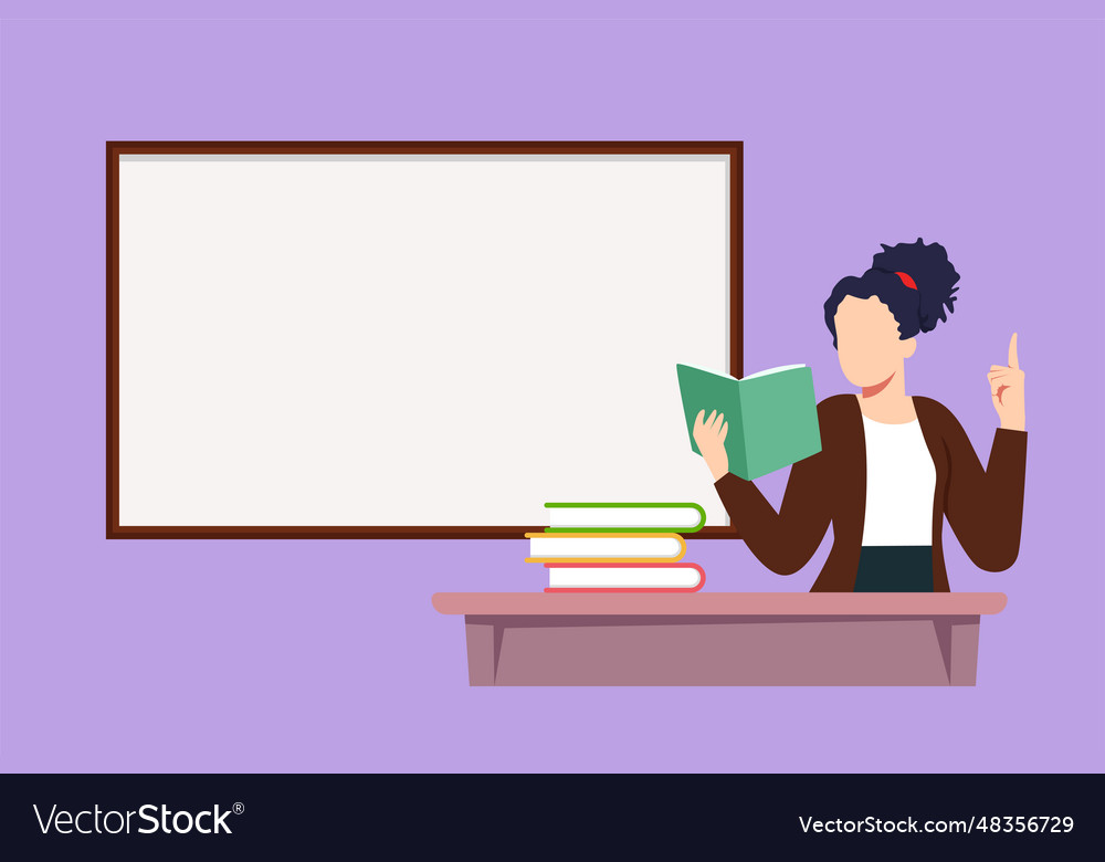 Graphic flat design drawing young woman teacher