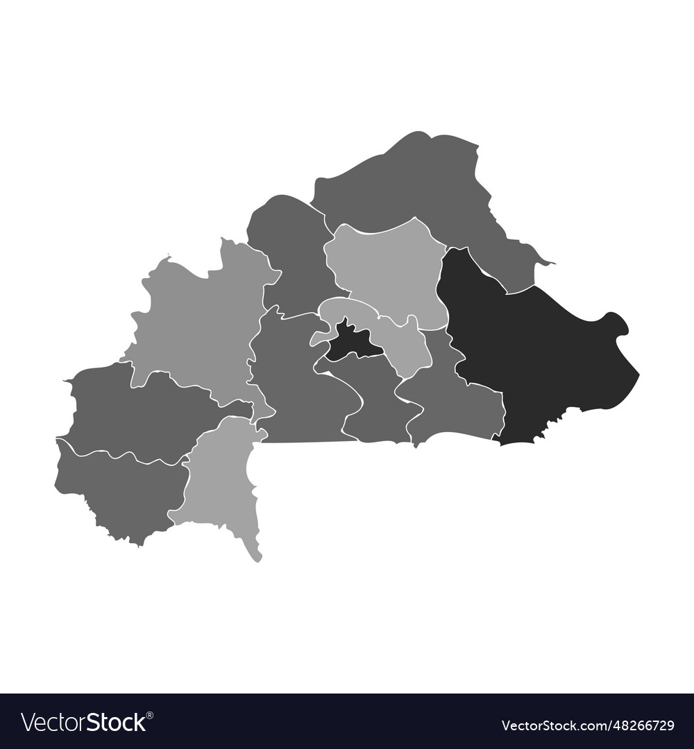 Gray divided map of burkina faso Royalty Free Vector Image