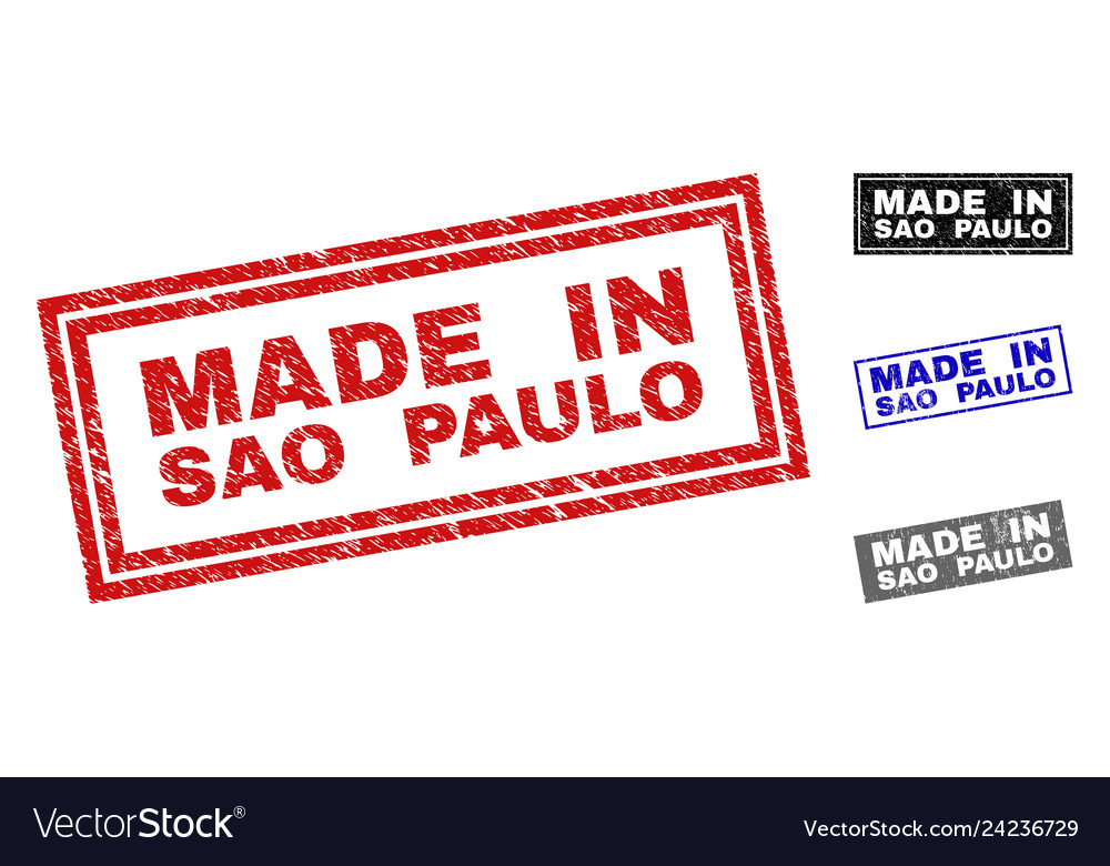 Grunge made in sao paulo textured rectangle stamps