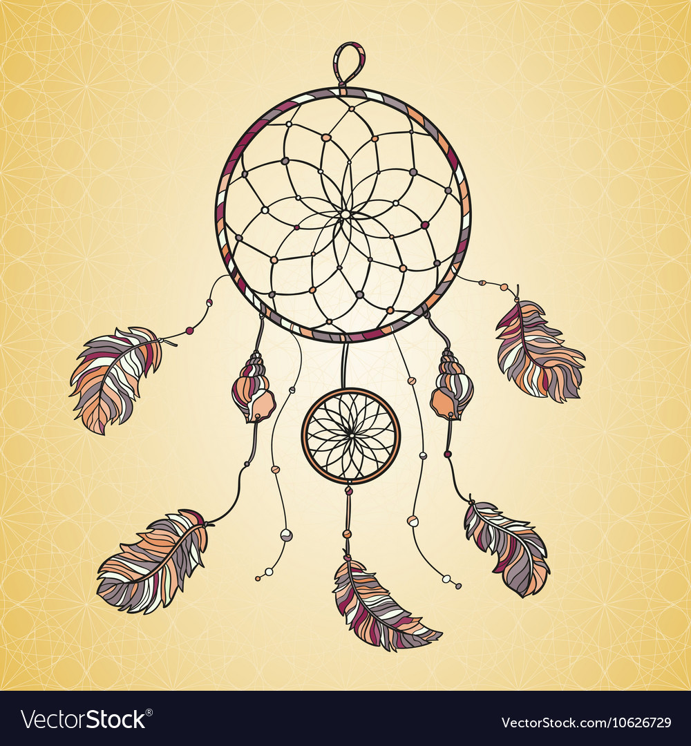 Hand drawn native dream catcher