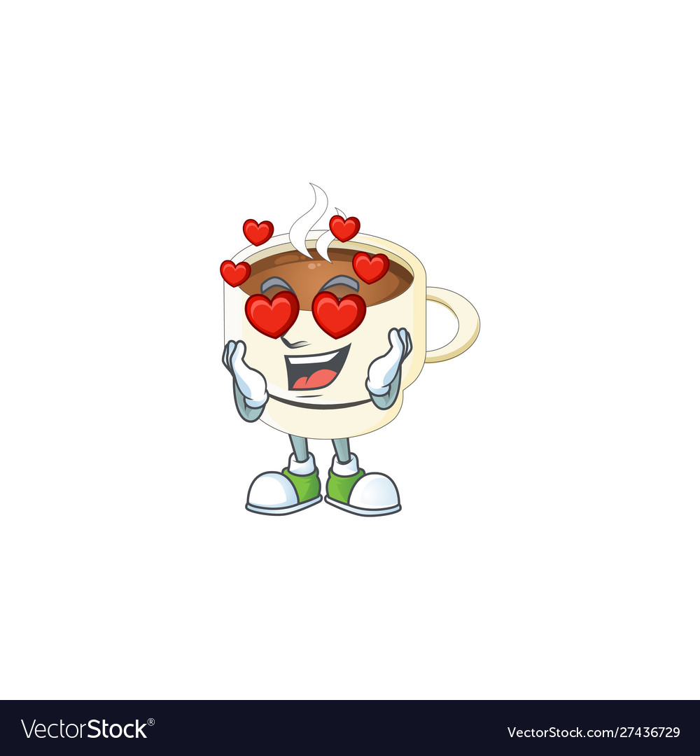 In love cup coffee character with mascot Vector Image