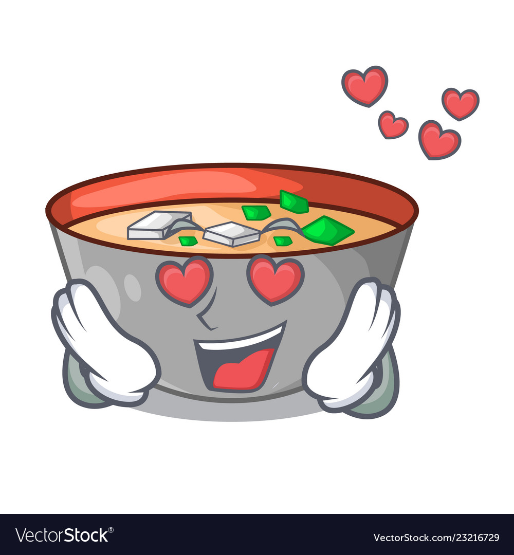 In love miso soup bowl on table character